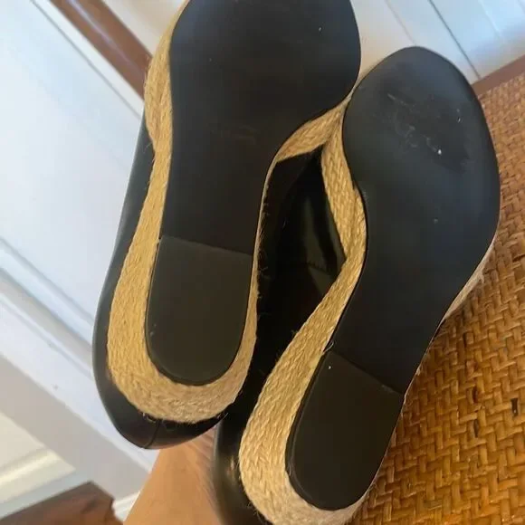 Ros Hommerson Envy black leather espadeille wedge heel 9 - Picture 8 of 13